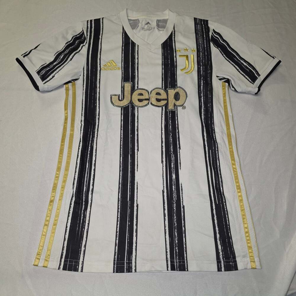 2020-2021 Adidas Juventus Home Soccer Jersey - White/Black/Gold
